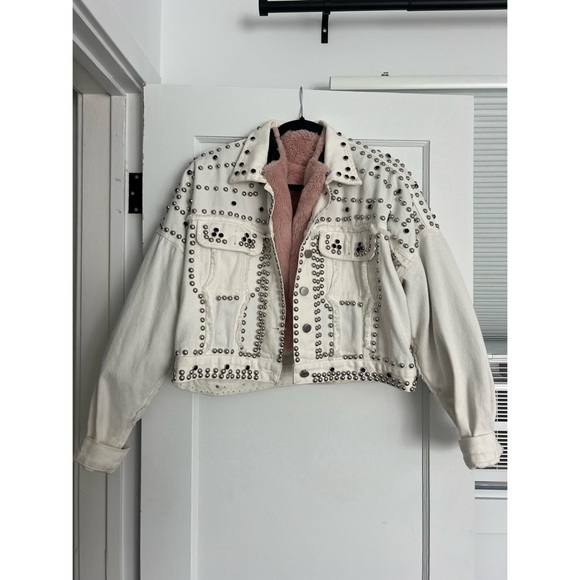 White Jean Cropped Jacket - Picture 2 of 4